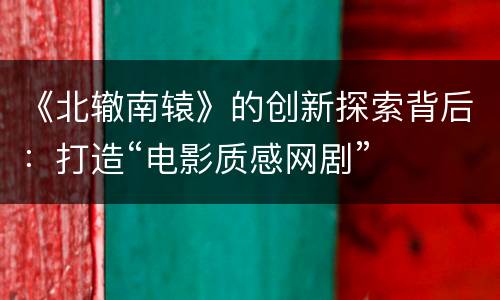 《北辙南辕》的创新探索背后：打造“电影质感网剧”