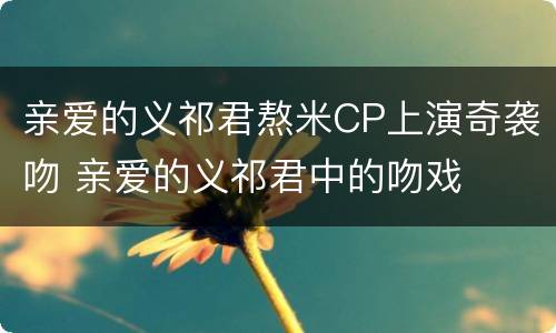 亲爱的义祁君熬米CP上演奇袭吻 亲爱的义祁君中的吻戏