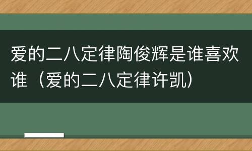 爱的二八定律陶俊辉是谁喜欢谁（爱的二八定律许凯）