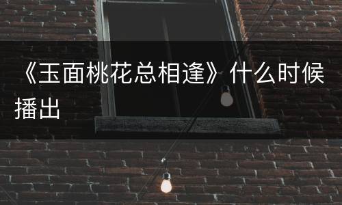 《玉面桃花总相逢》什么时候播出