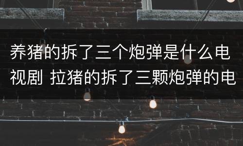 养猪的拆了三个炮弹是什么电视剧 拉猪的拆了三颗炮弹的电视剧