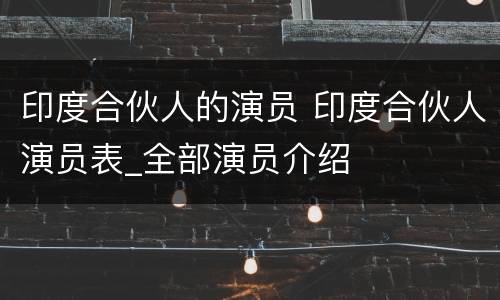 印度合伙人的演员 印度合伙人演员表_全部演员介绍
