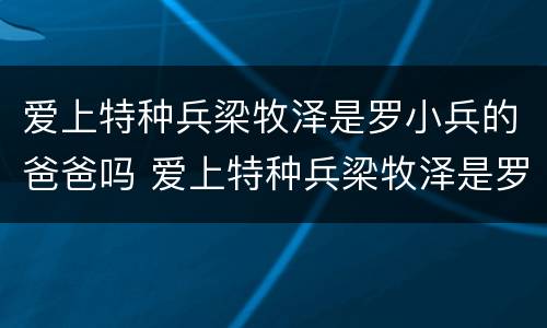 爱上特种兵梁牧泽是罗小兵的爸爸吗 爱上特种兵梁牧泽是罗小兵的爸爸吗是第几集