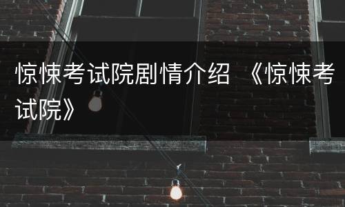 惊悚考试院剧情介绍 《惊悚考试院》