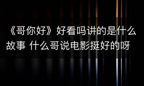《哥你好》好看吗讲的是什么故事 什么哥说电影挺好的呀