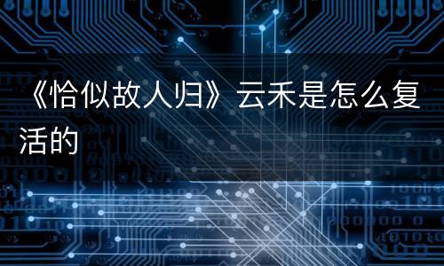 《恰似故人归》云禾是怎么复活的