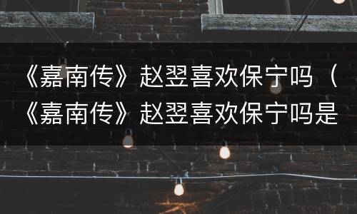 《嘉南传》赵翌喜欢保宁吗（《嘉南传》赵翌喜欢保宁吗是哪一集）