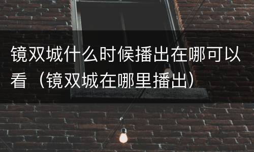 镜双城什么时候播出在哪可以看（镜双城在哪里播出）