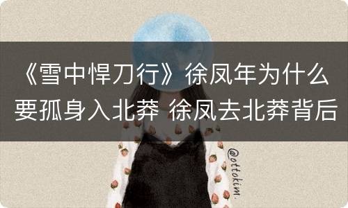 《雪中悍刀行》徐凤年为什么要孤身入北莽 徐凤去北莽背后原因