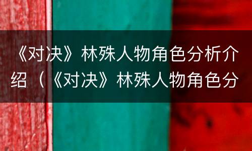 《对决》林殊人物角色分析介绍（《对决》林殊人物角色分析介绍）