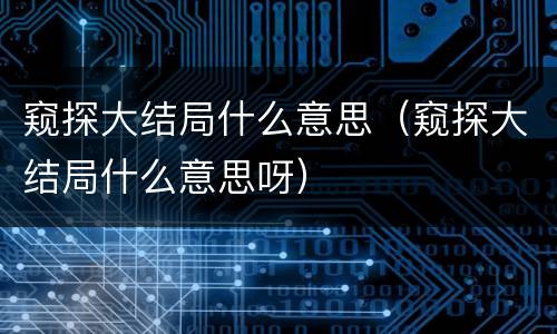 窥探大结局什么意思（窥探大结局什么意思呀）