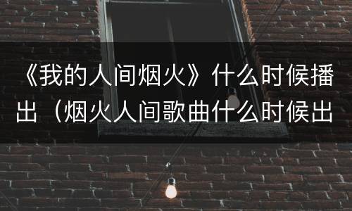 《我的人间烟火》什么时候播出（烟火人间歌曲什么时候出的）