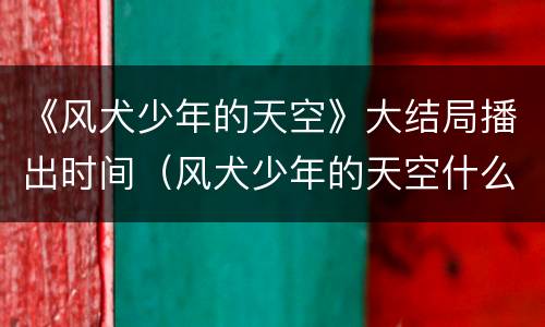 《风犬少年的天空》大结局播出时间（风犬少年的天空什么时候上映的）