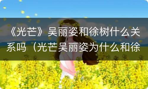 《光芒》吴丽姿和徐树什么关系吗（光芒吴丽姿为什么和徐博士）