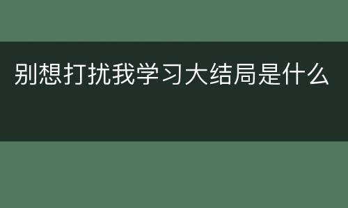 别想打扰我学习大结局是什么