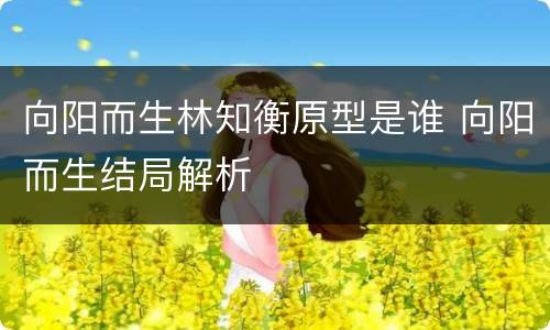 向阳而生林知衡原型是谁 向阳而生结局解析