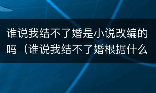 谁说我结不了婚是小说改编的吗（谁说我结不了婚根据什么小说改编）