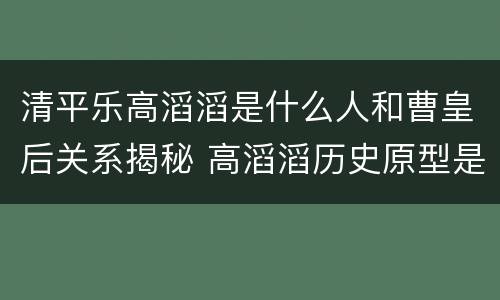 清平乐高滔滔是什么人和曹皇后关系揭秘 高滔滔历史原型是谁