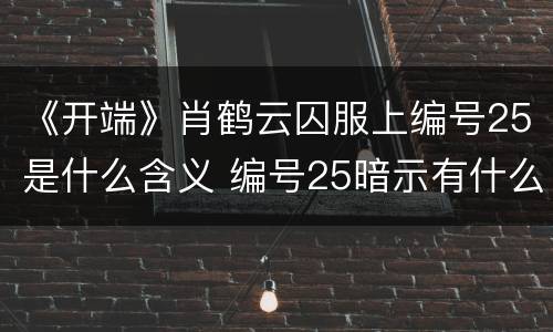 《开端》肖鹤云囚服上编号25是什么含义 编号25暗示有什么意思