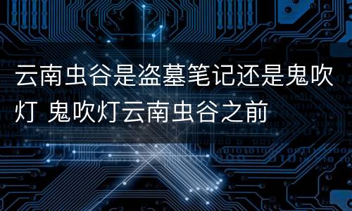 云南虫谷是盗墓笔记还是鬼吹灯 鬼吹灯云南虫谷之前