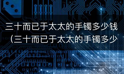 三十而已于太太的手镯多少钱（三十而已于太太的手镯多少钱一个）