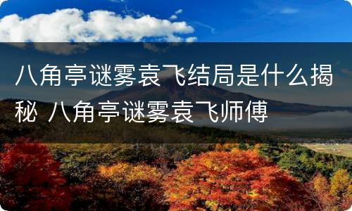 八角亭谜雾袁飞结局是什么揭秘 八角亭谜雾袁飞师傅