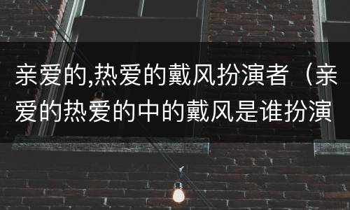 亲爱的,热爱的戴风扮演者（亲爱的热爱的中的戴风是谁扮演的）