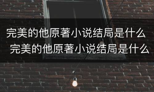 完美的他原著小说结局是什么 完美的他原著小说结局是什么意思