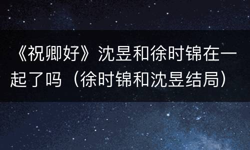 《祝卿好》沈昱和徐时锦在一起了吗（徐时锦和沈昱结局）