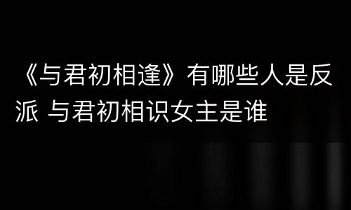 《与君初相逢》有哪些人是反派 与君初相识女主是谁