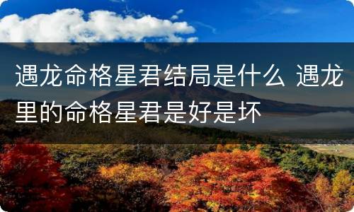 遇龙命格星君结局是什么 遇龙里的命格星君是好是坏