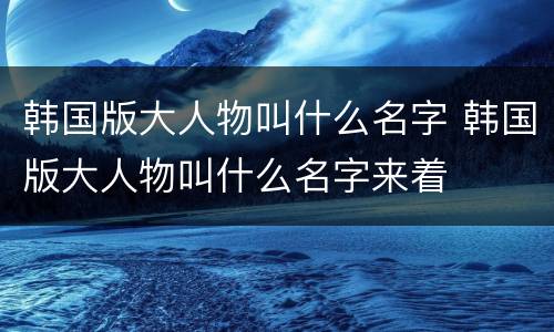 韩国版大人物叫什么名字 韩国版大人物叫什么名字来着