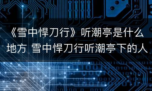 《雪中悍刀行》听潮亭是什么地方 雪中悍刀行听潮亭下的人是谁