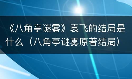 《八角亭谜雾》袁飞的结局是什么（八角亭谜雾原著结局）