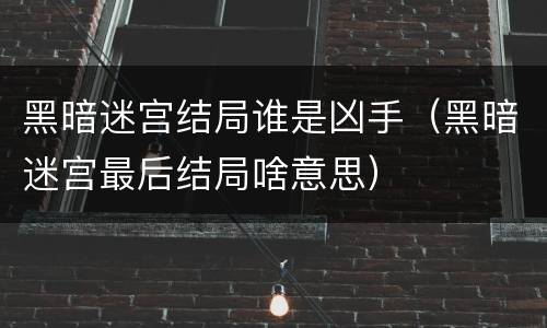 黑暗迷宫结局谁是凶手（黑暗迷宫最后结局啥意思）
