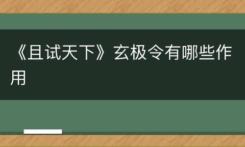 《且试天下》玄极令有哪些作用