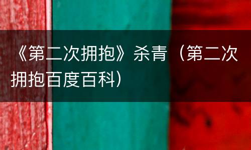 《第二次拥抱》杀青（第二次拥抱百度百科）