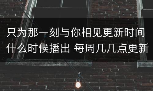 只为那一刻与你相见更新时间什么时候播出 每周几几点更新几集
