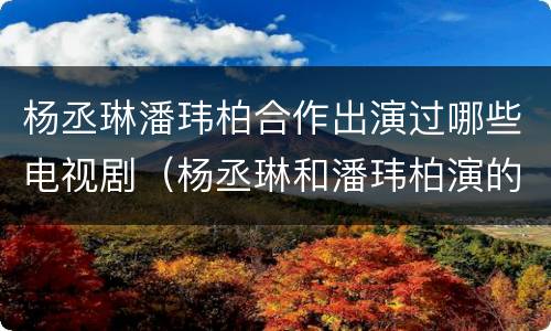 杨丞琳潘玮柏合作出演过哪些电视剧（杨丞琳和潘玮柏演的电视剧叫什么 视频）