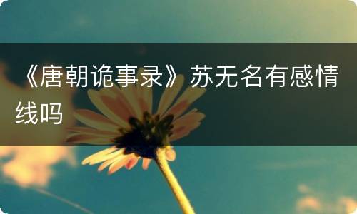 《唐朝诡事录》苏无名有感情线吗