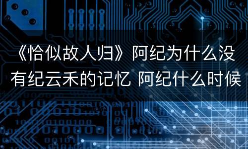 《恰似故人归》阿纪为什么没有纪云禾的记忆 阿纪什么时候想起来的