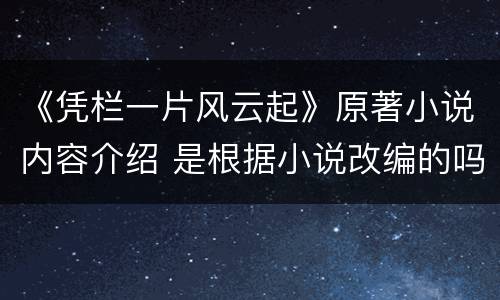 《凭栏一片风云起》原著小说内容介绍 是根据小说改编的吗