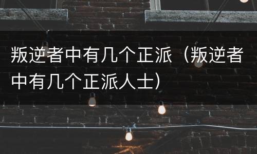 叛逆者中有几个正派（叛逆者中有几个正派人士）