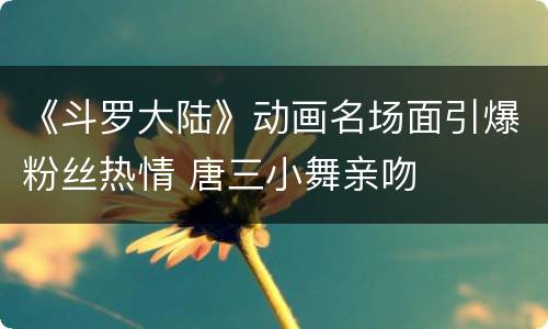 《斗罗大陆》动画名场面引爆粉丝热情 唐三小舞亲吻