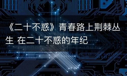 《二十不惑》青春路上荆棘丛生 在二十不惑的年纪