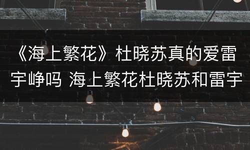 《海上繁花》杜晓苏真的爱雷宇峥吗 海上繁花杜晓苏和雷宇峥之前发生过什么