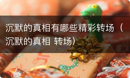 沉默的真相有哪些精彩转场（沉默的真相 转场）