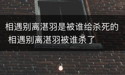 相遇别离湛羽是被谁给杀死的 相遇别离湛羽被谁杀了
