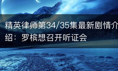 精英律师第34/35集最新剧情介绍：罗槟想召开听证会