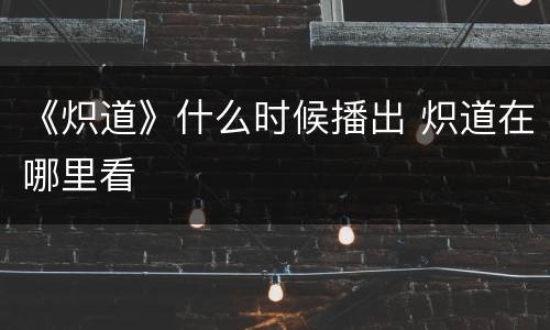 《炽道》什么时候播出 炽道在哪里看
